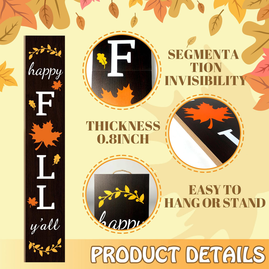 Fall Porch Sign Wooden Hanging Porch Decor Autumn Thanksgiving Vertical Fall Welcome Signs for Front Porch Rustic