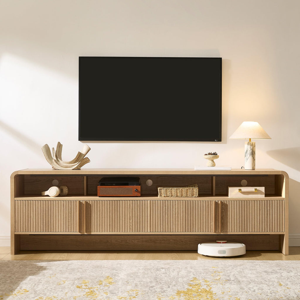 70" Fluted TV Stand with 2 Storage Cabinets for TVs Up to 80"