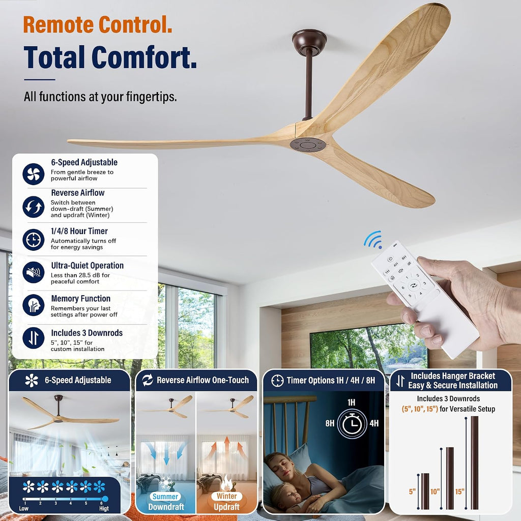 Inspired Maverick Style 84" wood ceiling fan, Oil Rubbed Bronze