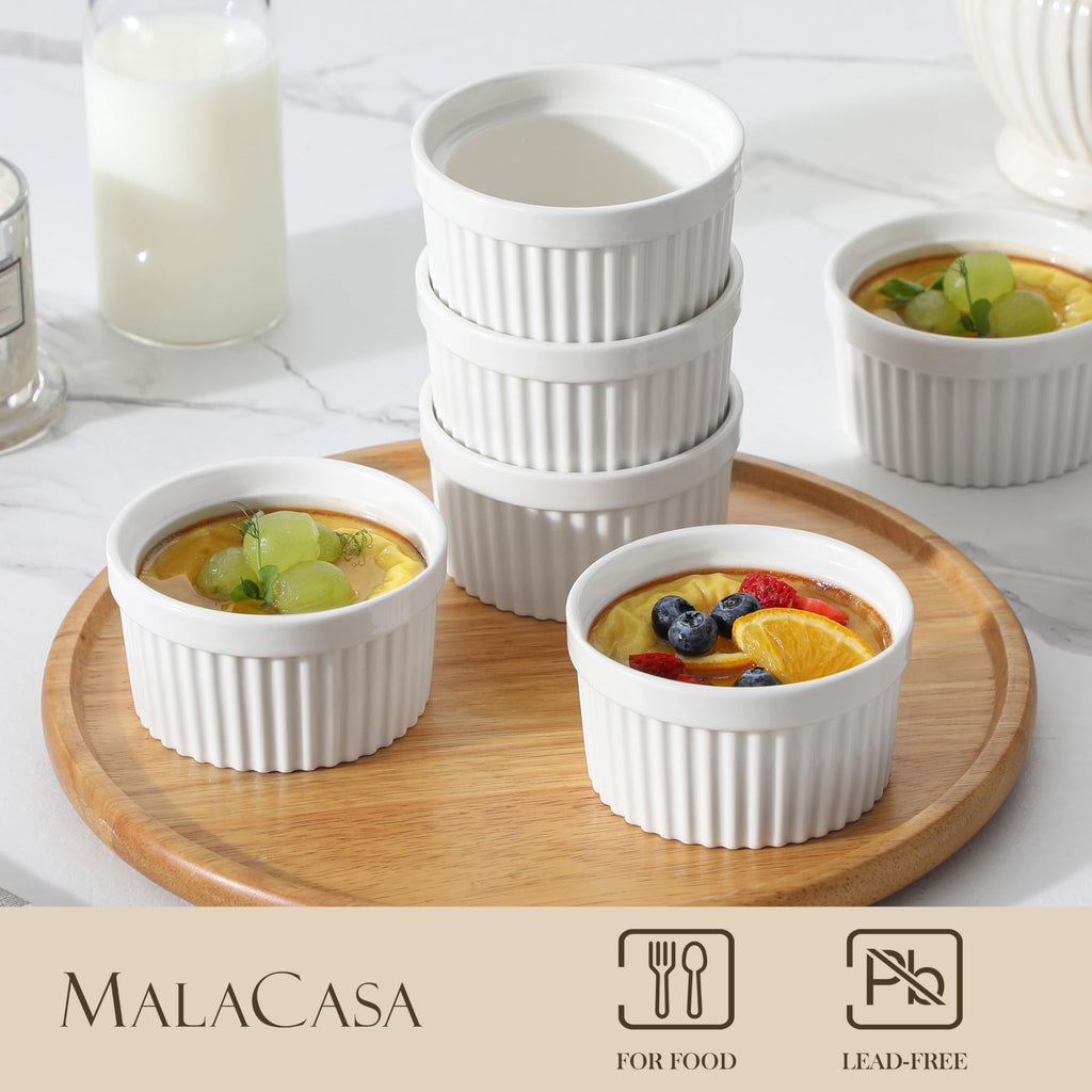 8 oz Oven Safe, Porcelain, Set of 6, White