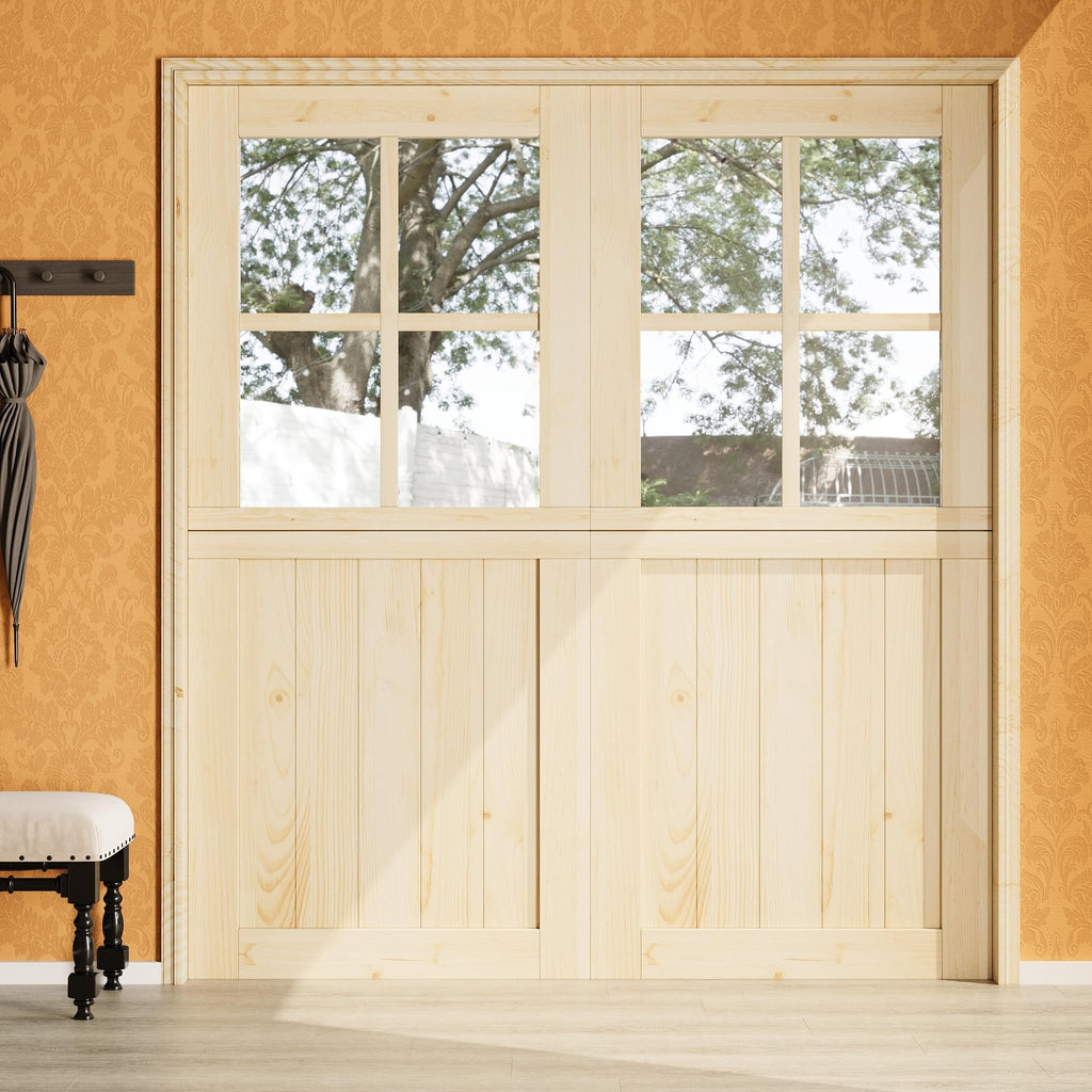72"(Double 36") x 80" Dutch Door Slab, 1.75" Pine Front Entry Interior Style