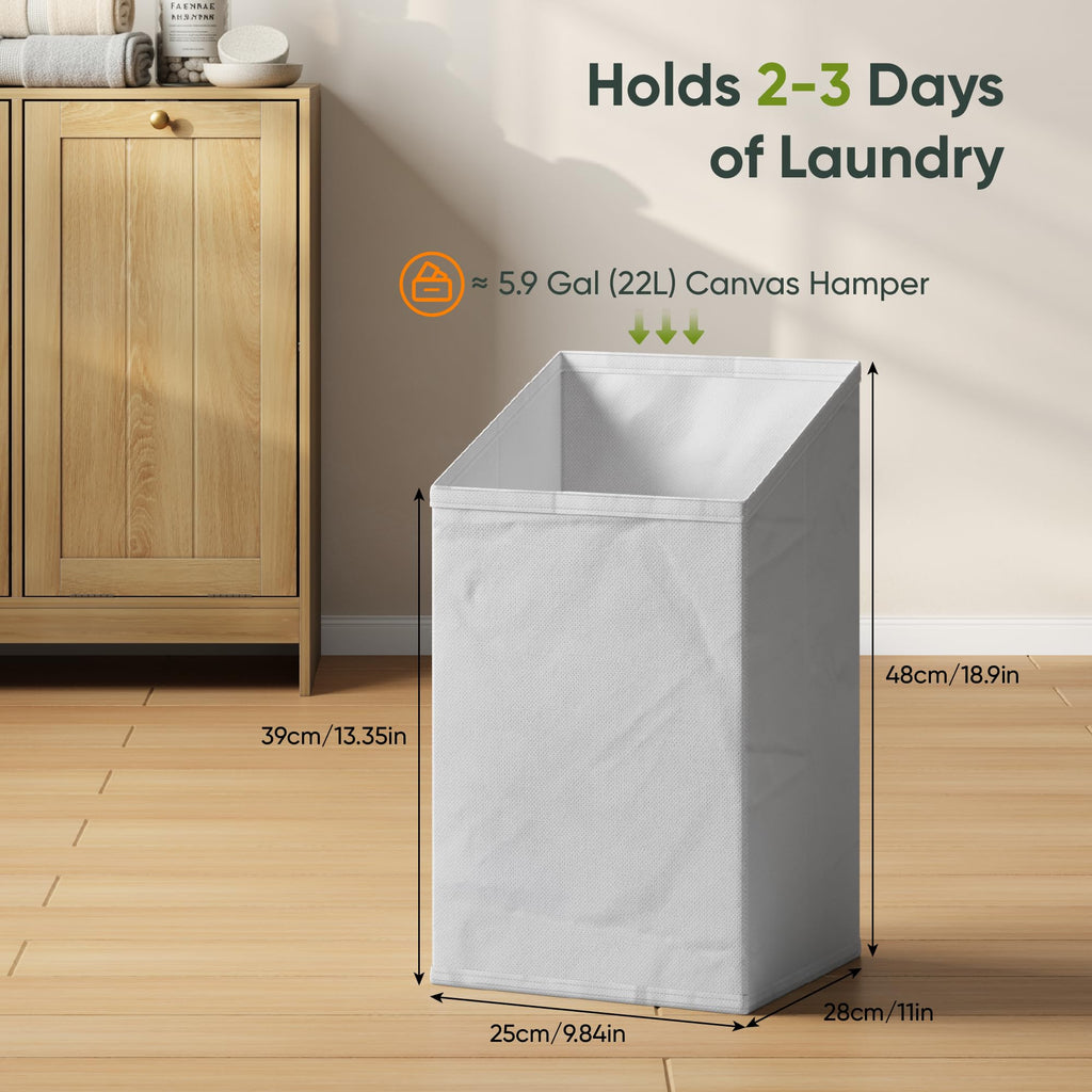 Double Tilt Out Laundry Hamper Cabinet, Small Hidden Trash Cabinets with 2 Baskets , Freestanding Bathroom Storage