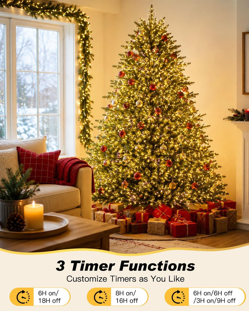 50Ft 1000 LED Cluster Christmas Tree Lights with Remote & Timer