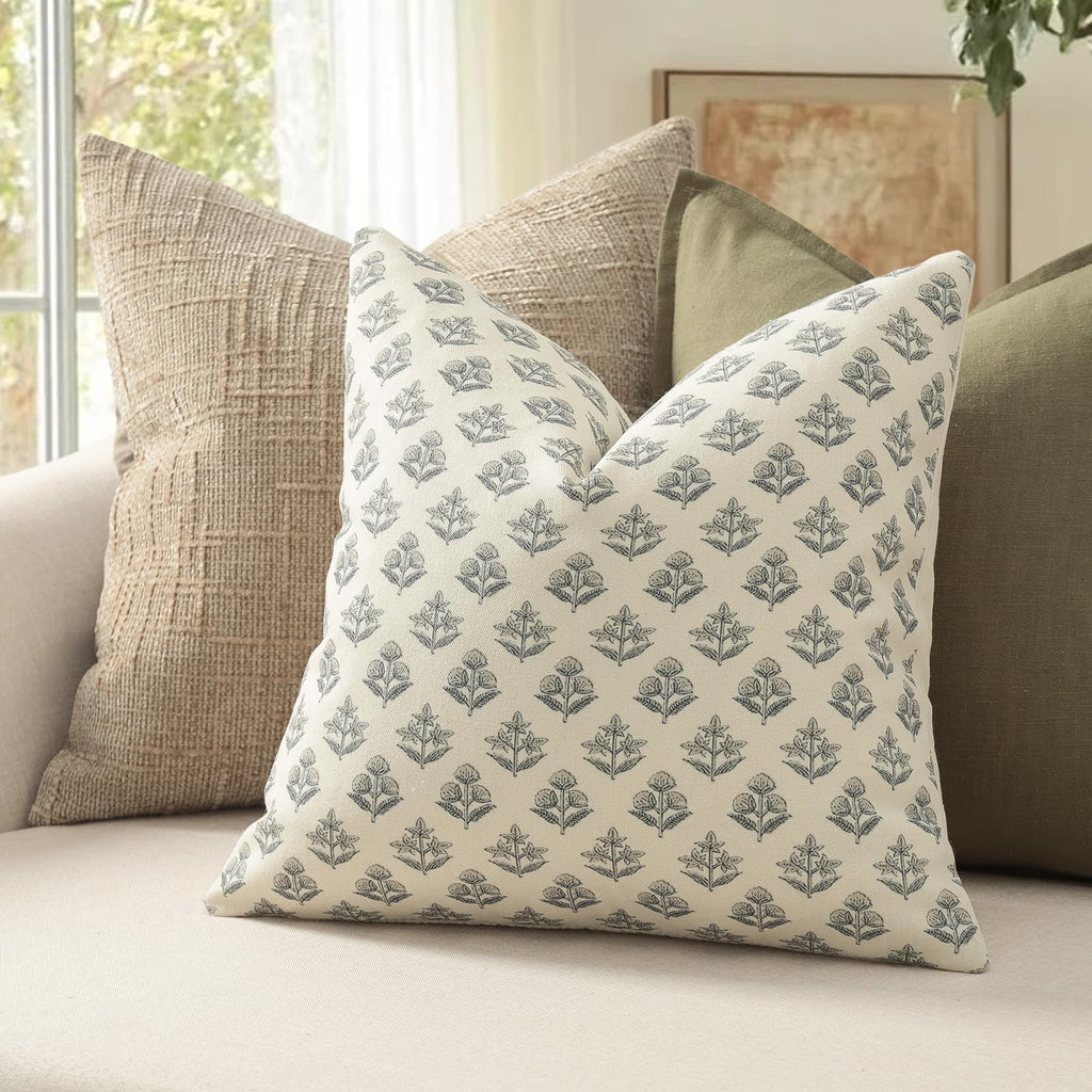 Farmhouse Floral Euro Sham Pillow Covers 24x24 Set of 2, Rustic Country Decorative Cushion Covers Vintage Throw