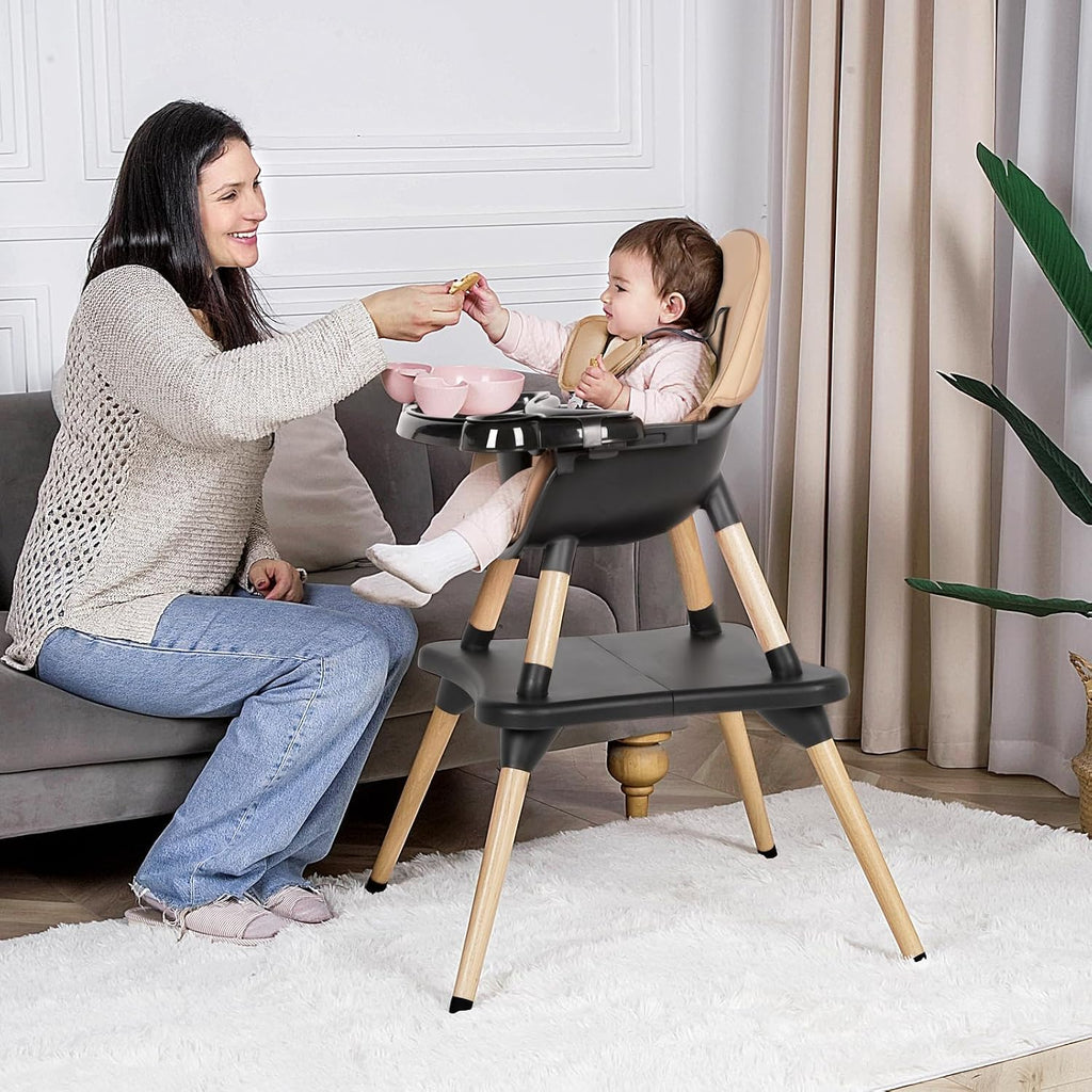 6 in 1 High Chair for Babies & Toddlers, Convertible Wooden Baby Highchair | Table and Chair Set, Baby Feeding Chair