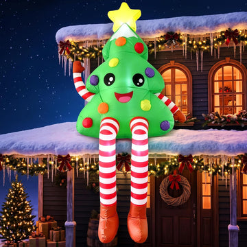 8FT Christmas Inflatables Sitting Christmas Tree Xmas Outdoor Decor
