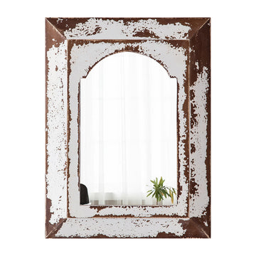 Farmhouse Small Arched Mirrors 16 X 12 Inch, Distressed White