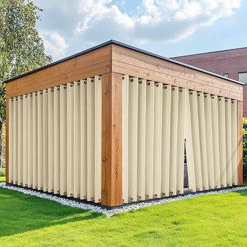 Waterproof Outdoor Curtains with Zipper Extra Long Top & Bottom Grommet Thermal Privacy Drapes 2 Panels Gazebo