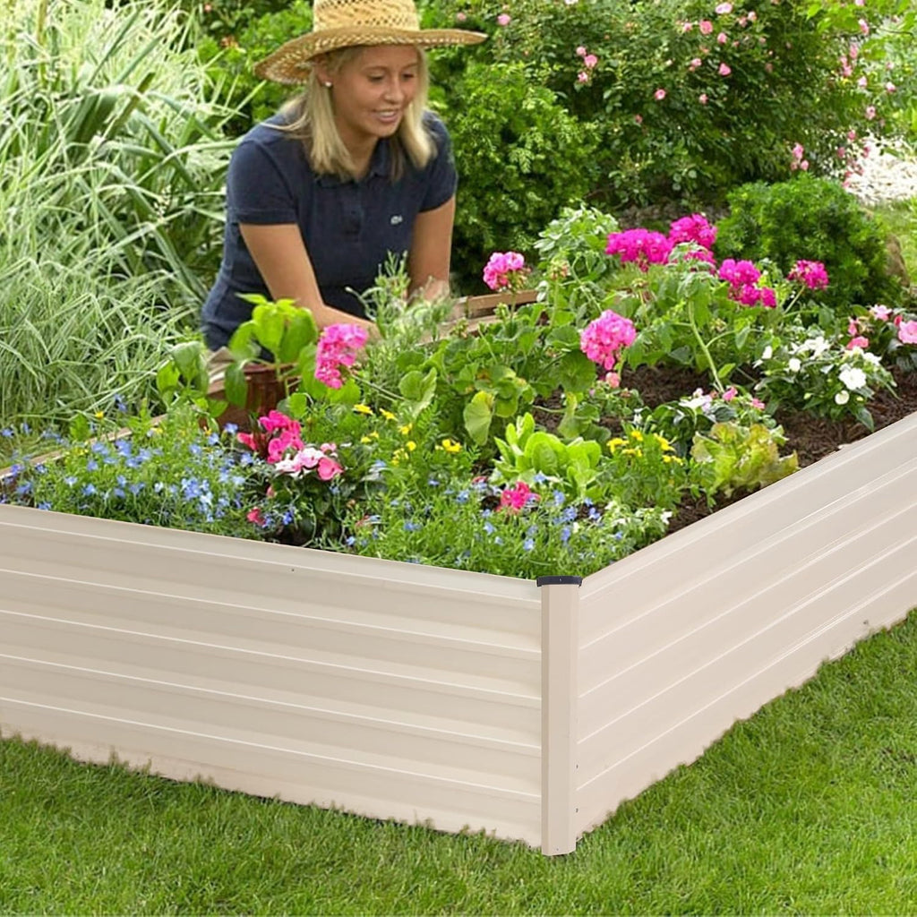 Galvanized Raised Garden Bed Kit, 8x4x2ft Planter Raised Garden Boxes Outdoor with Anti-Rust Paint, Rectangle Metal