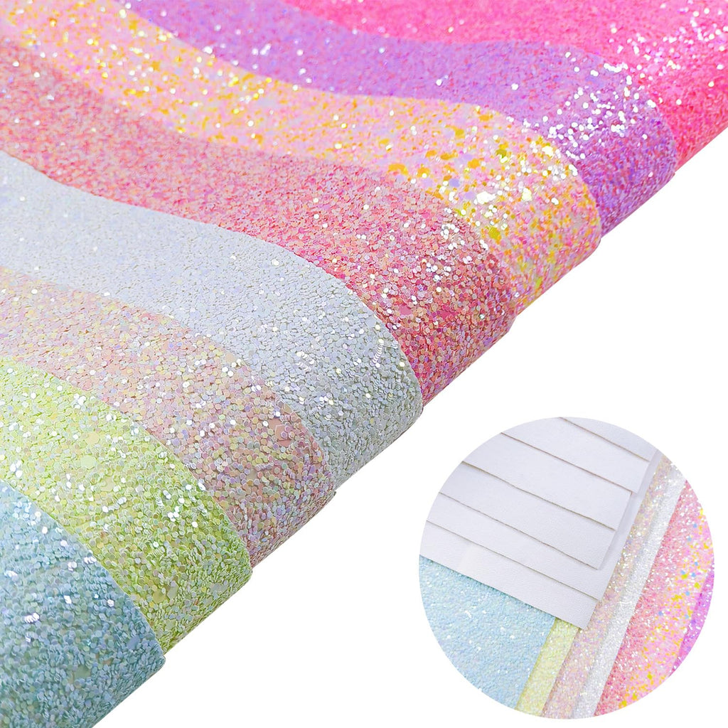 Sparkly Glaze Candy Color Chunky Glitter Fabric Sheets 8 x 12 inch Shiny Multiple Solid Color Summer Faux Leather for