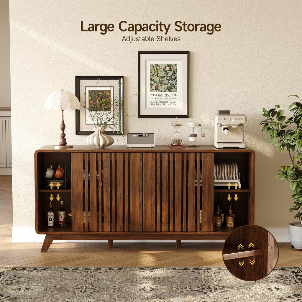 Sideboard Buffet Cabinet with Storage, Fluted Kitchen Cabinet
