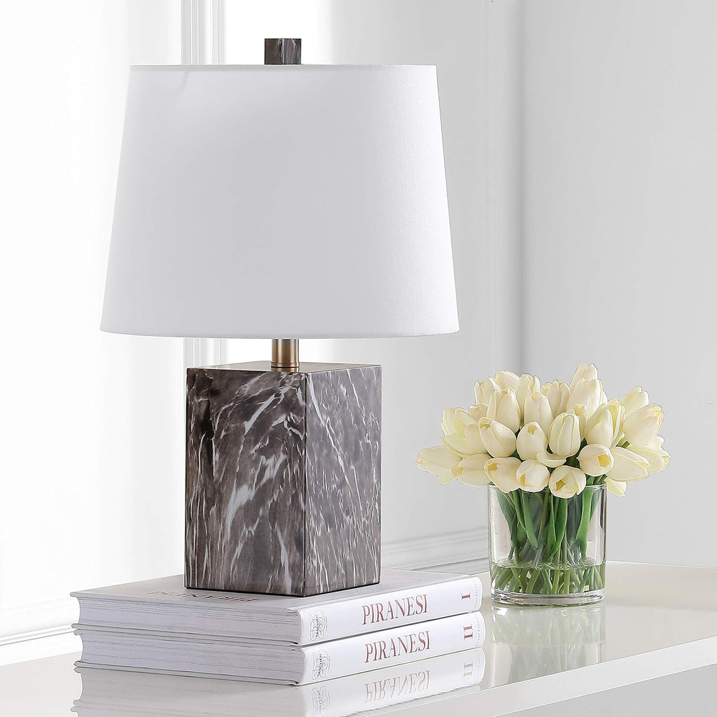 Brett Brown Faux Marble 20-inch Bedroom Living Room Home Office Desk Nightstand Table Lamp (LED Bulb Included)