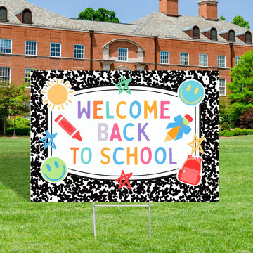 Back to School Yard Sign 31.5×22 Inch Large Welcome Back to School Lawn Sign with Stakes First Day of School Party