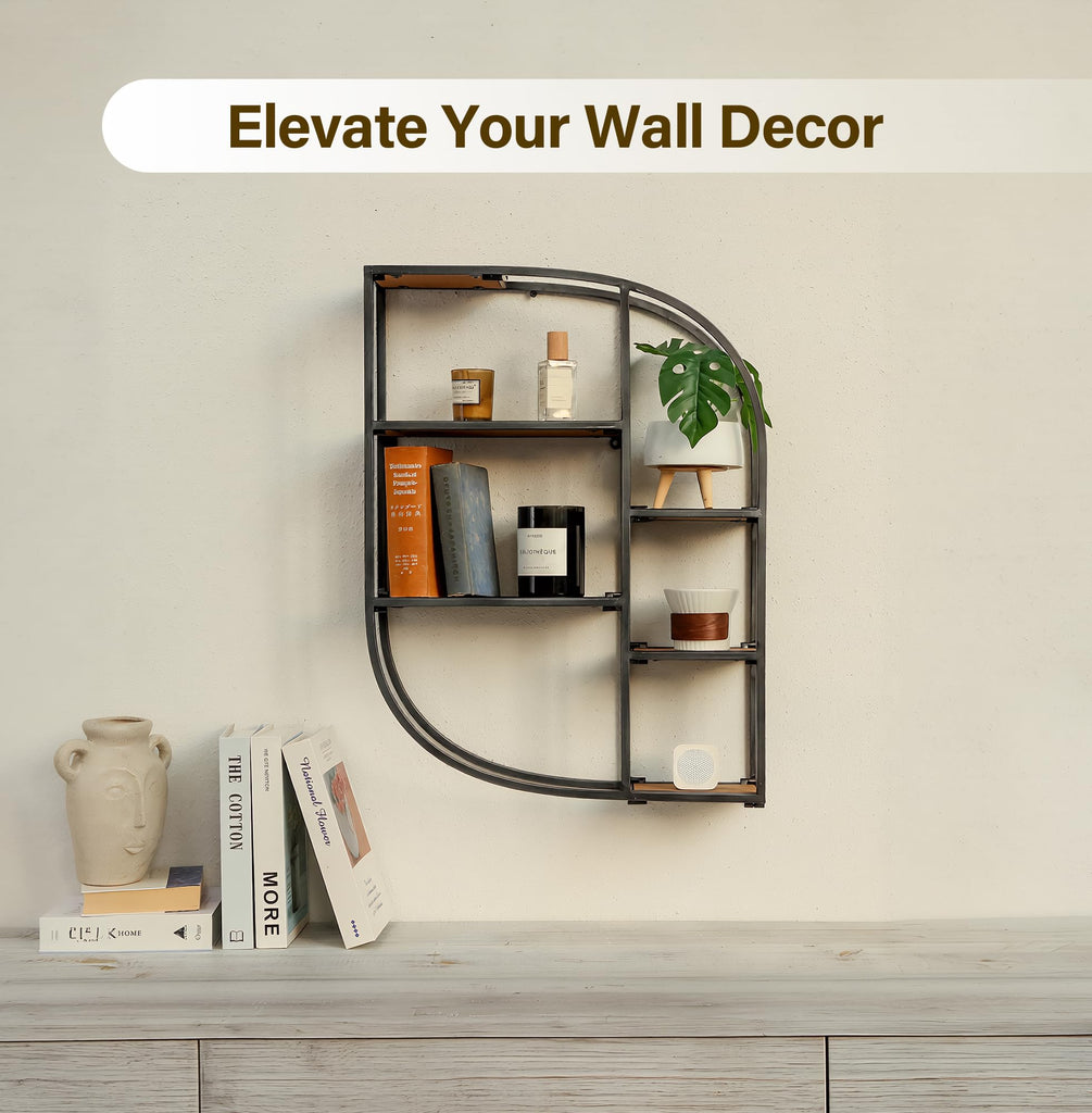 6 Tier Industrial Style Foldable Unique Wall Shelf