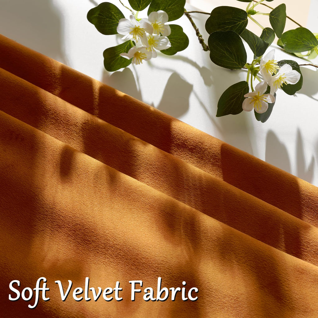 Burnt Orange Velvet Throw Pillow Covers 22x22 Pack of 2