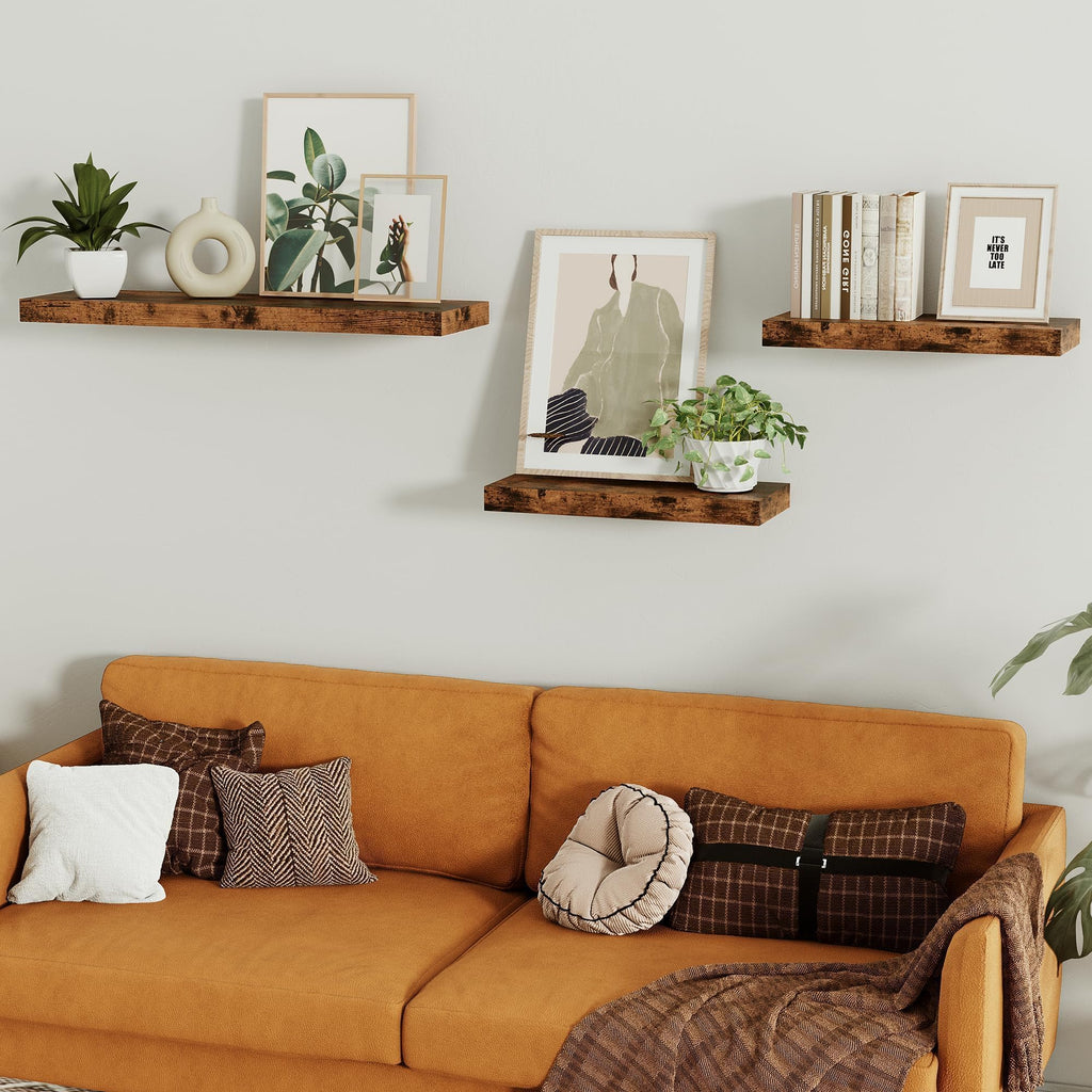 Floating Shelves for Wall Mounted 16 inch Set of 2, Rustic Brown
