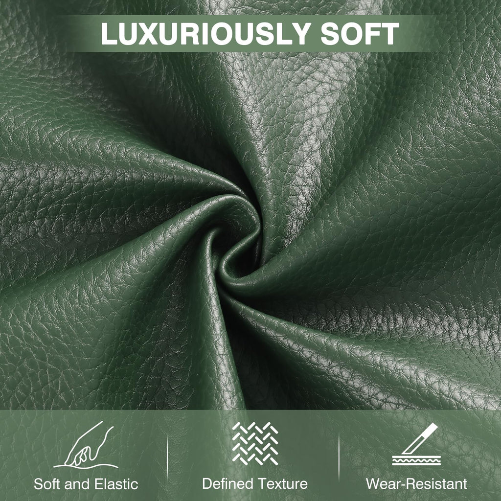Faux Leather Fabric by The Yard, 55" W, Green