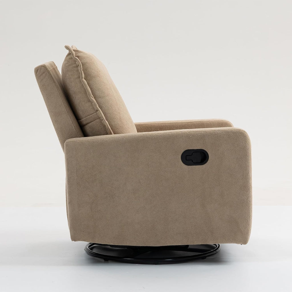Modern Manual Reclining Chair Glider Rocker Chair with Swivel Bedroom, Manual Lovely Recliner Armchair Boucle