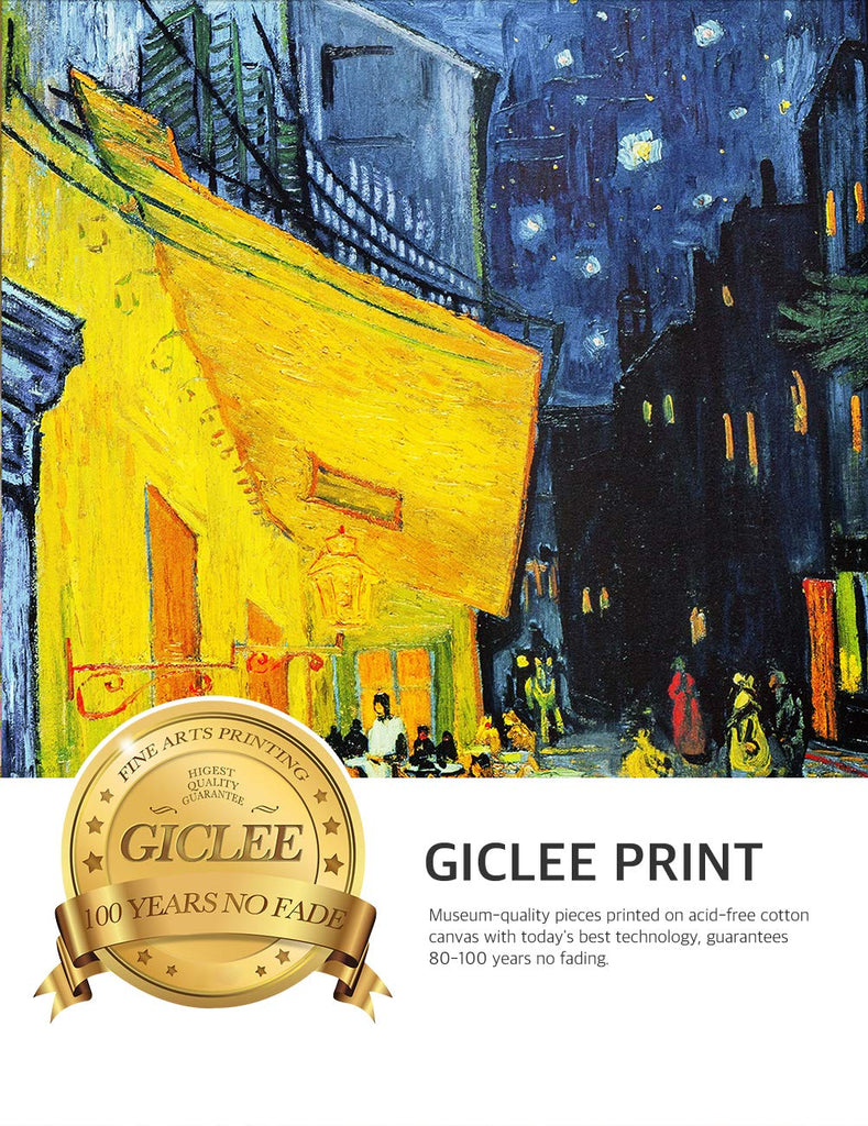 Vincent Van Gogh Wall Art Framed, Cafe Terrace at Night, 30x26''