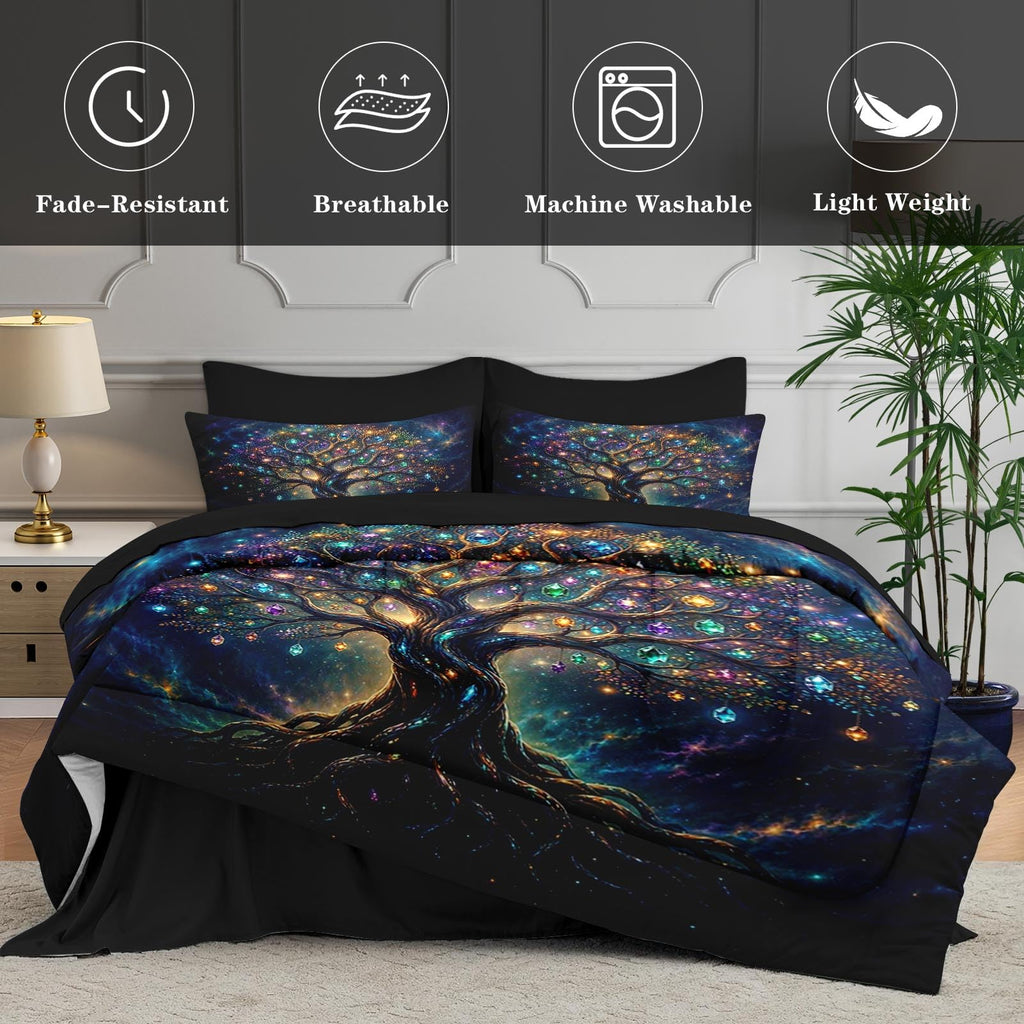 7 Pcs Queen Size Comforter Set, Tree Crystal Bedding
