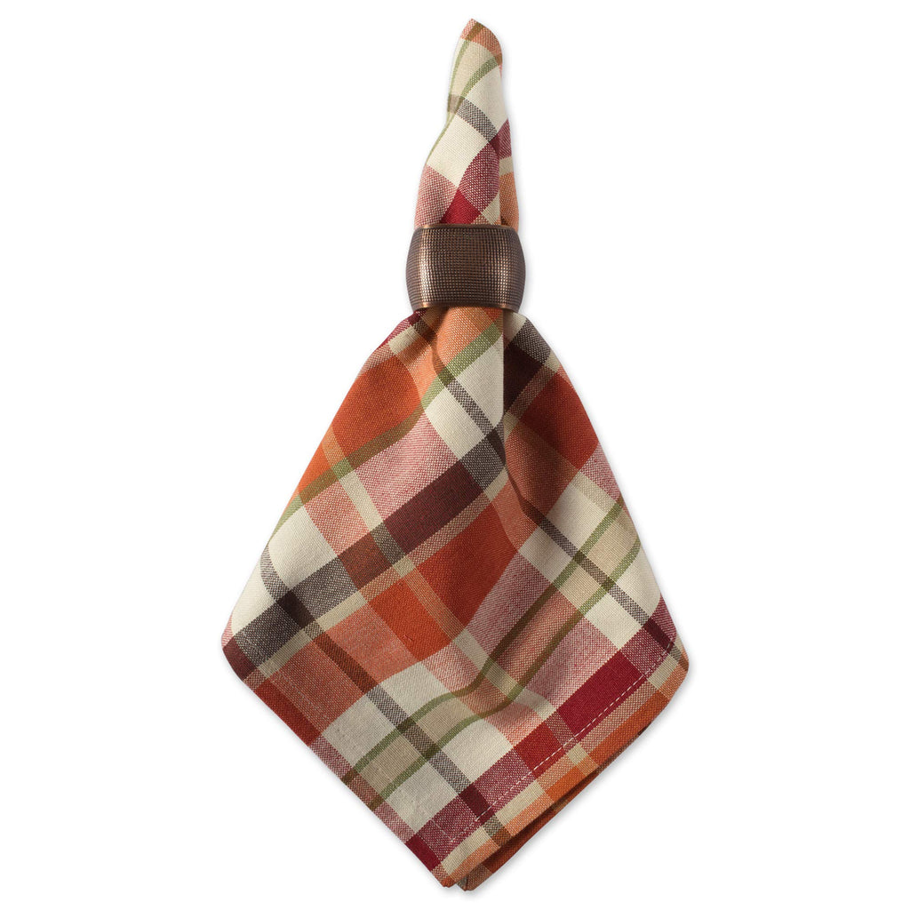 Thanksgiving & Fall Table Decoration Autumn Farmhouse Plaid, Napkin Set, 20x20, Pumpkin Spice Plaid, 6 Count