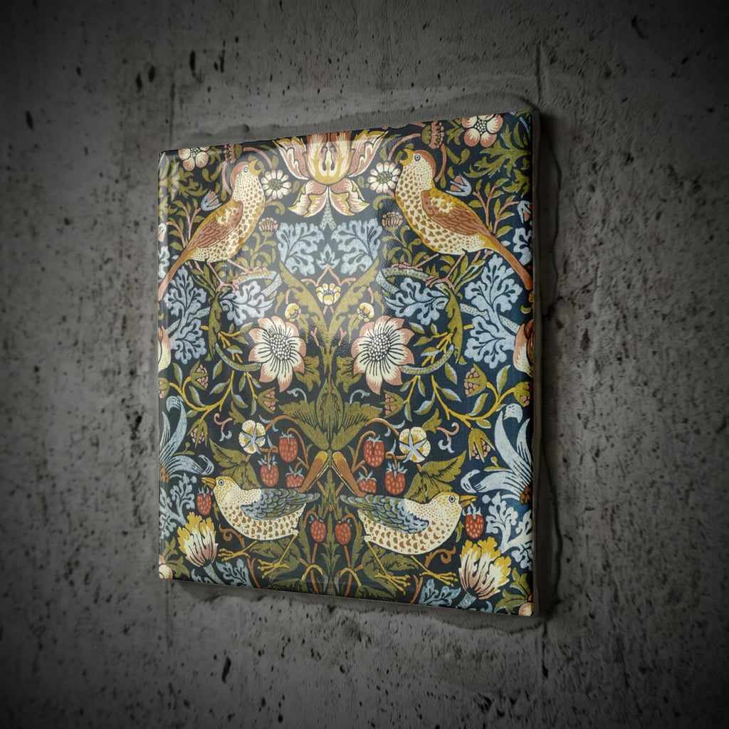 William Morris Strawberry Thief Pattern 12 Inch Ceramic Tile