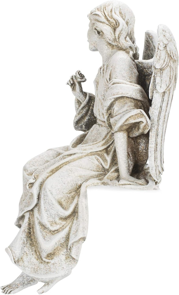 By , 12.75" H Sitting Angel Garden Statue, Outdoor Decor