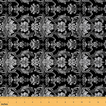 Gray Jacquard Fabric by The Yard Elegant Upholstery Fabric for Chairs 3 Yard Neoclassical Floral Pattern DIY