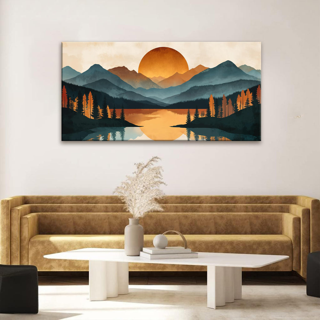 Mountain Boho Wall Art Prints Canvas Art Wall Decor Home Wall Decorations Picture Forest River Landscape Prints