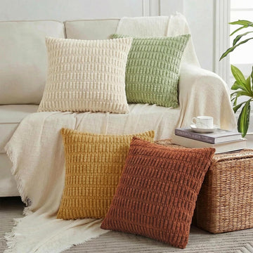 4 Packs Decorative Throw Pillow Covers Couch Bed, Modern Farmhouse Boho Home Décor Accent Cushion Case, 26" x 26"