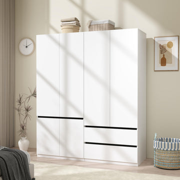 White Armoire Wardrobe Closet with 2 Drawers: 75" H x 63" W