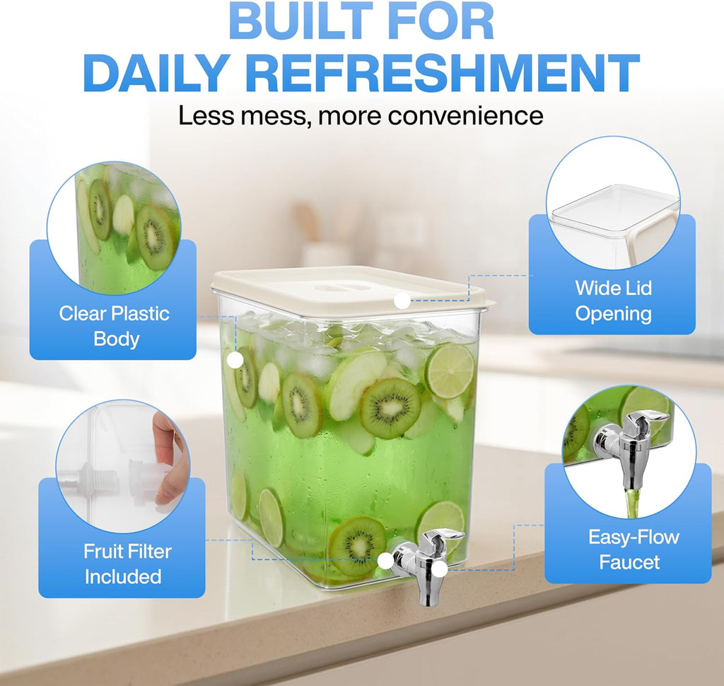 Drink Dispenser for Fridge (2 Gallon) Stackable Cube Design (2 Pack) - Set of 2