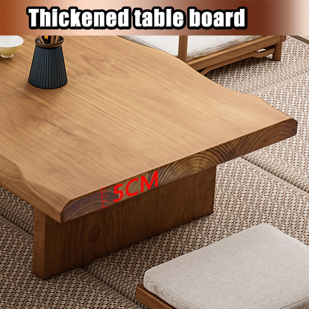 Solid Wood Japanese Low Floor Table Meditation Floor Sitting Altar Table for Living/Tea/Reception Room (Wood