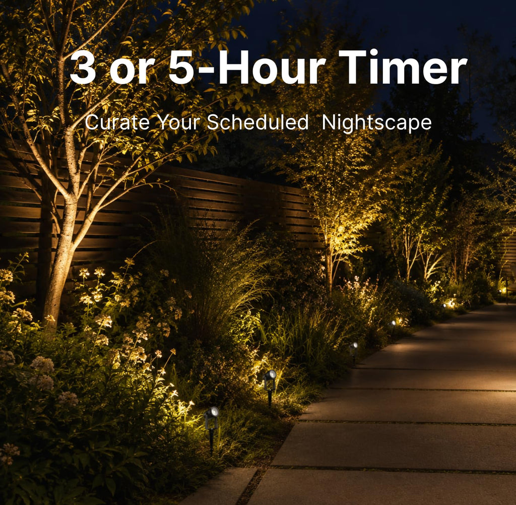 Solar Landscape Spotlights, Long Cable (9.8+7×6.5ft), Remote Control, Timer, Dimmable, Flashing, Auto On Off, 6000mAh