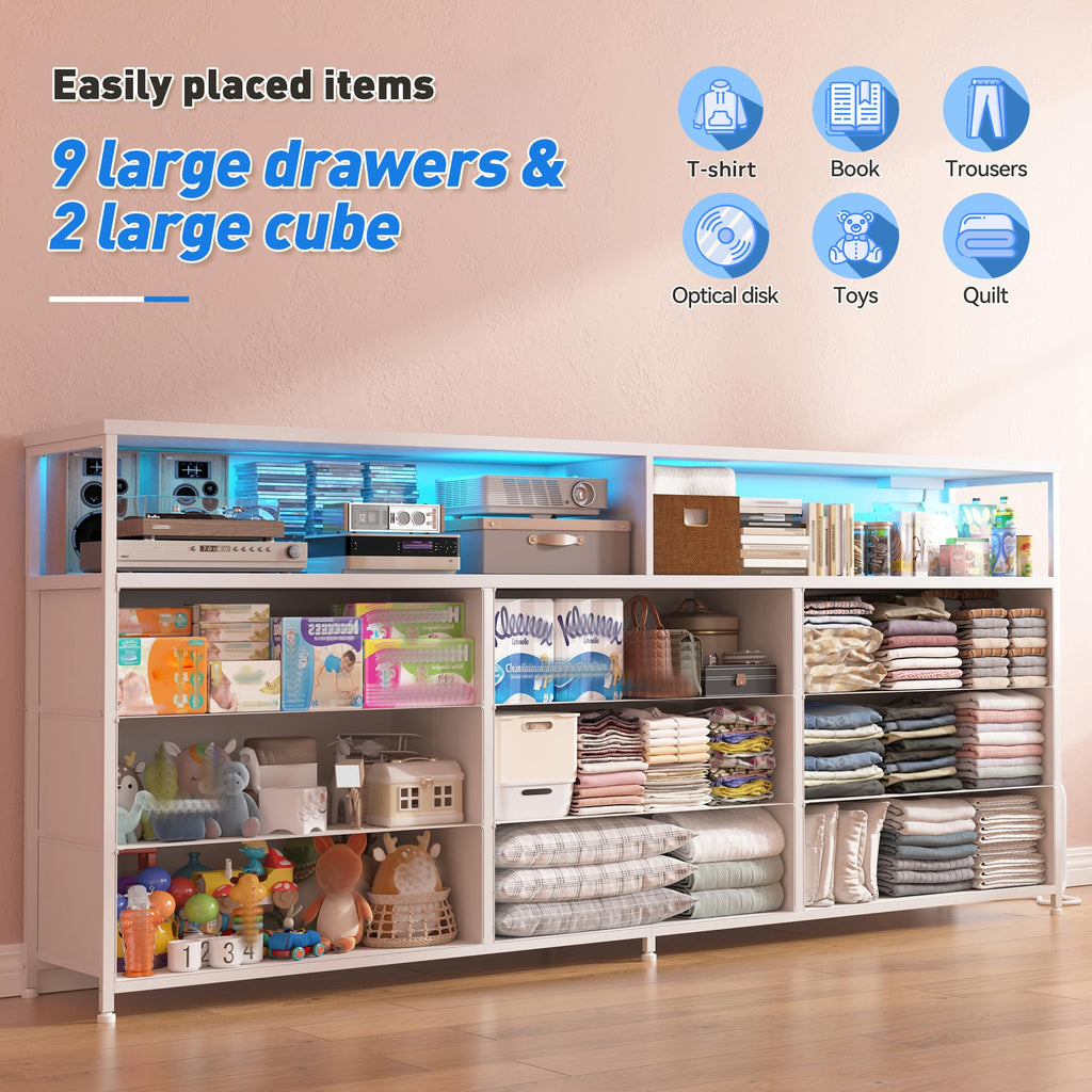 55" W with Charging Station & LED Light, White