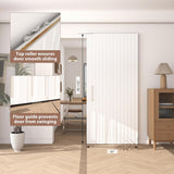 40"x86" Concealed Sliding Barn Door with Soft Close Hardware Kit, White Hidden Door for Opening 32"-