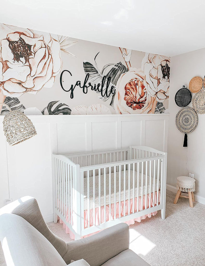 4-Piece Crib Bedding Set for Boy Girls, Includes Crib Skirt, Blanket, Crib Sheet & Diaper Bag, Baby Girl Crib Bedding