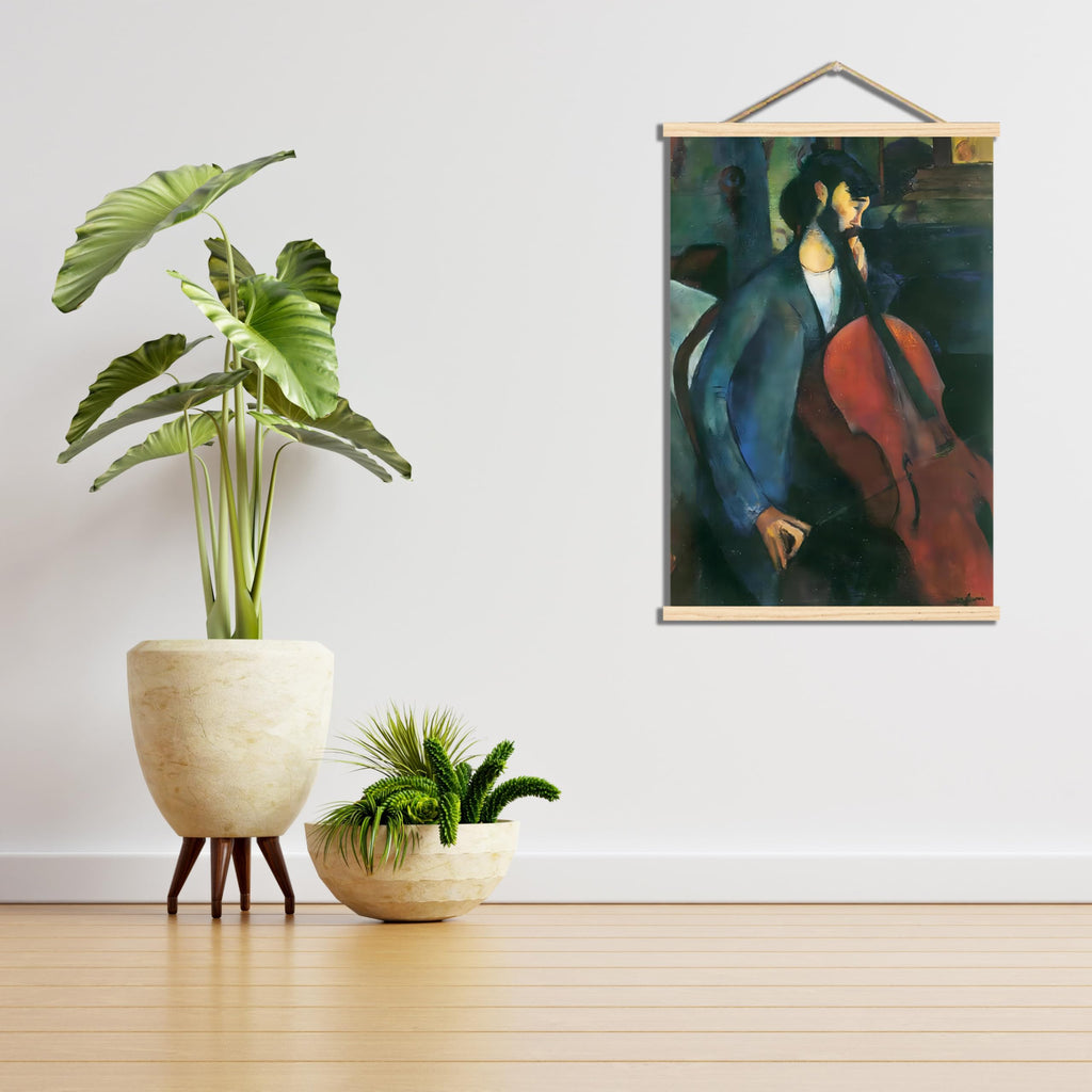 Amedeo Modigliani Canvas Wall Art The Cellist Poster Vintage Painting Print Wooden Poster Hanger Room Aesthetic Decor
