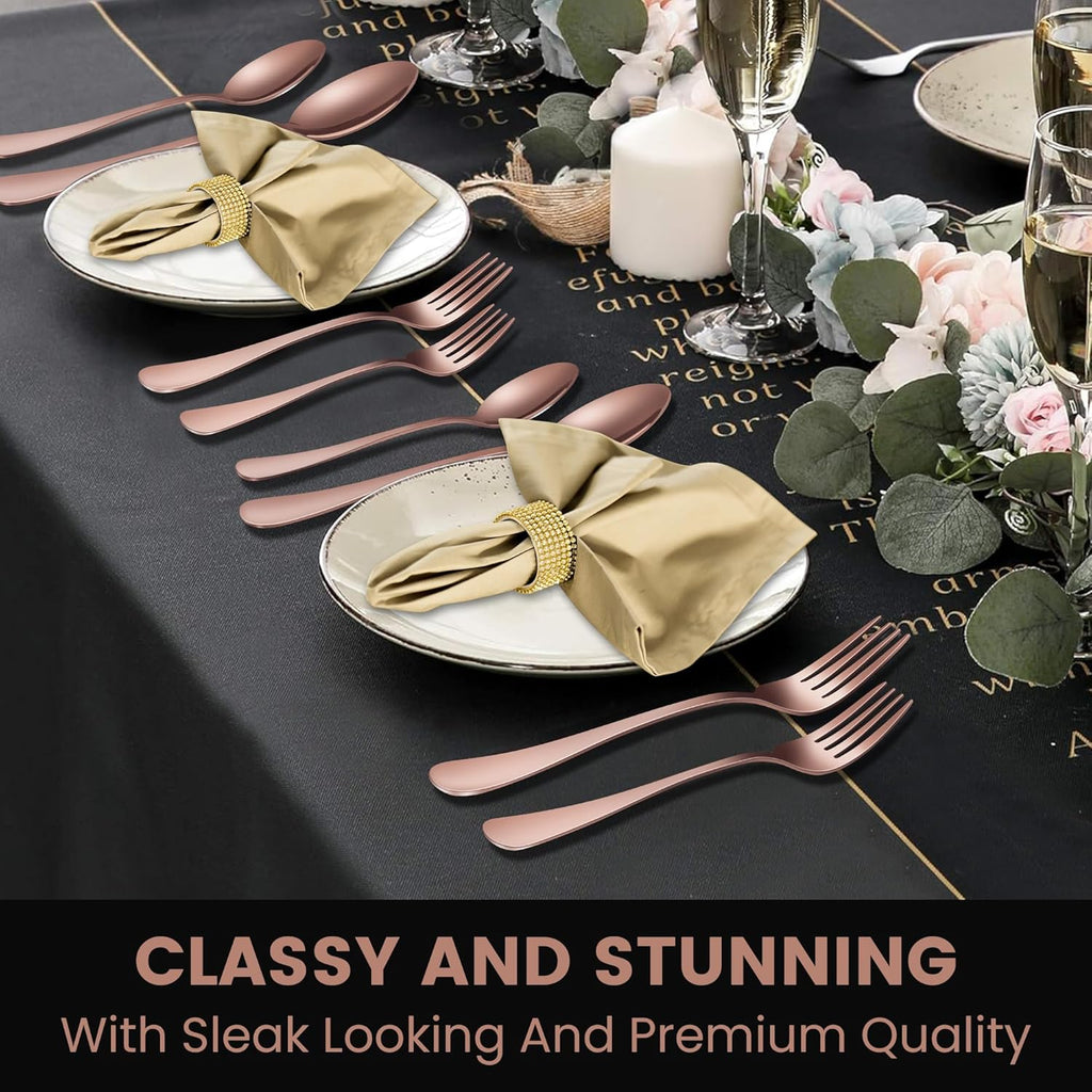 69 Pieces Rose Gold Silverware Set with Steak Knife Service for 8