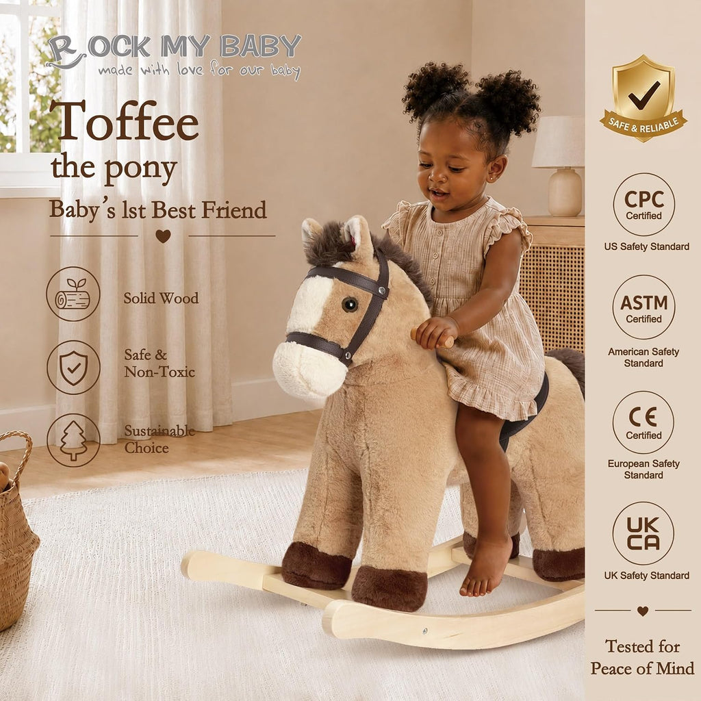 My Baby Rocking Horse, Rocking Animal with Realistic Sound, Stuffed Rocker for Toddlers 18M+, Soft Filling Ride on