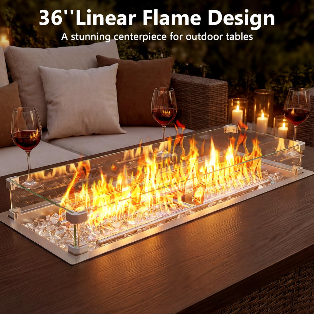 Upgraded 36 x 12 Inch Rectangular Drop-in Fire Pit Burner Kit