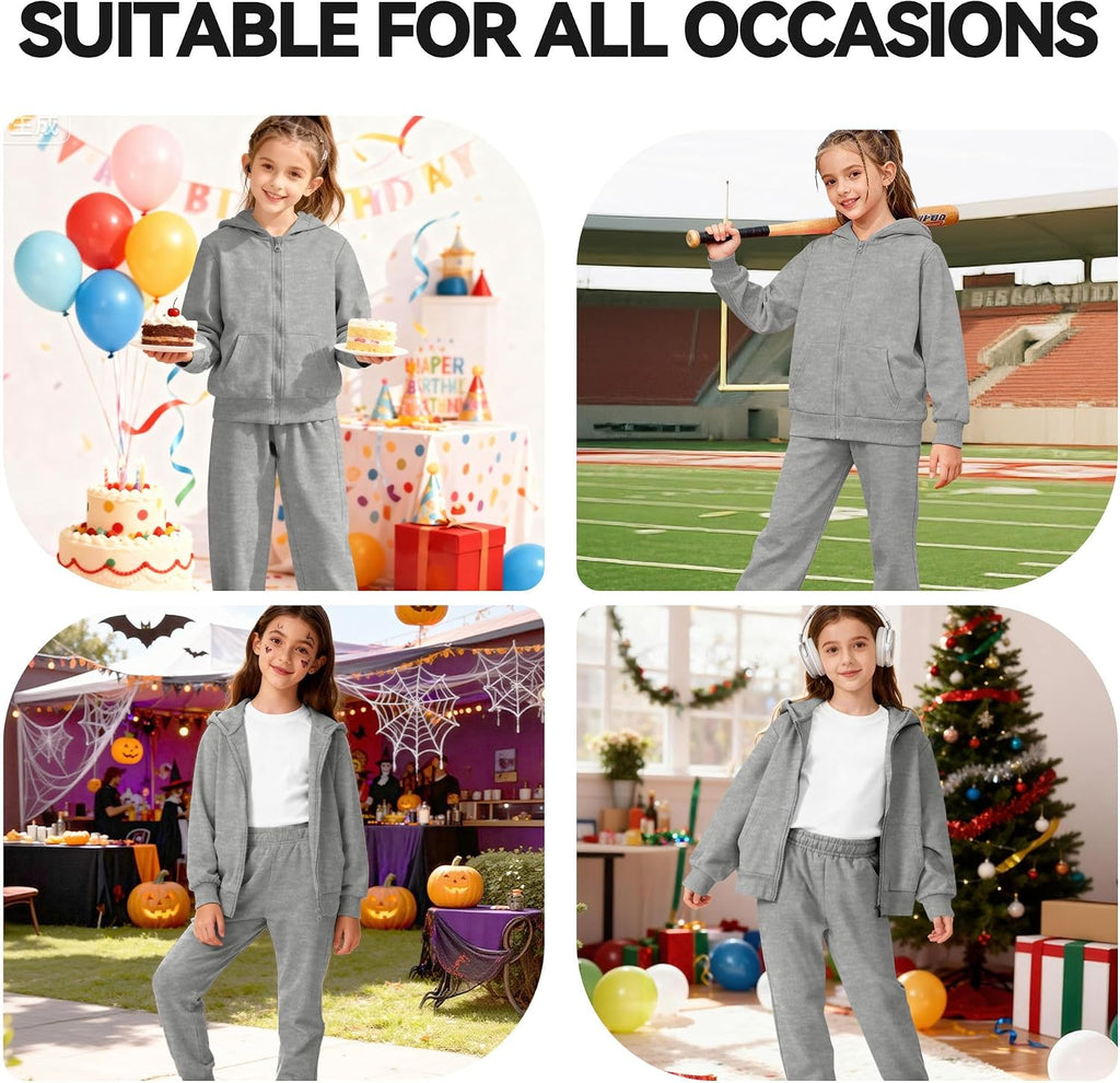 Girls Boys 2 Piece Tracksuit Athletic Sweatsuits Sets Zipper Sweatshirt and Jogger Sweatpants Clothing Sets for Kids