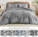 DJY Gray Comforter Set Queen Branch Botanical Bed in a Bag 7 Piece Grey Floral Comforter