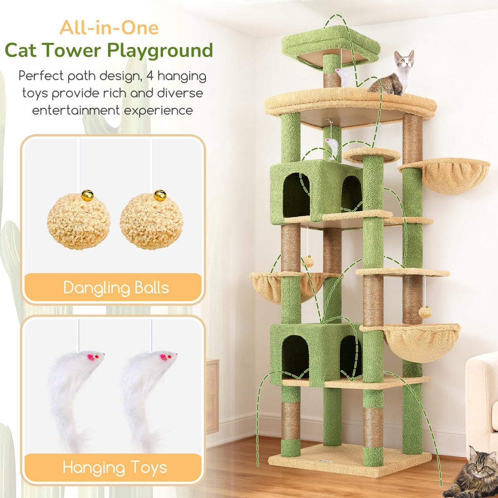 82in Cactus Extra Large Cat Tree for Indoor Cat Large Adult