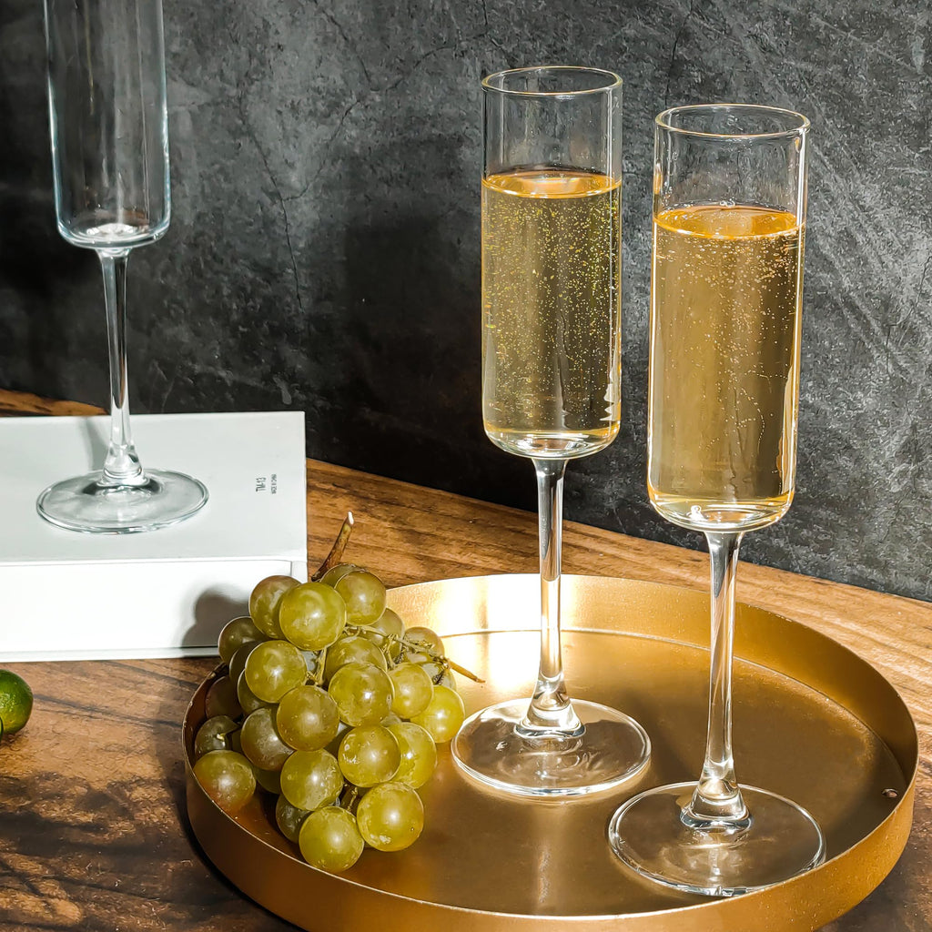 Champagne Flutes, 6oz Edge Champagne Glasses Set of 12 with Long Stem - Sparkling Wine Glasses & Elegant Gift