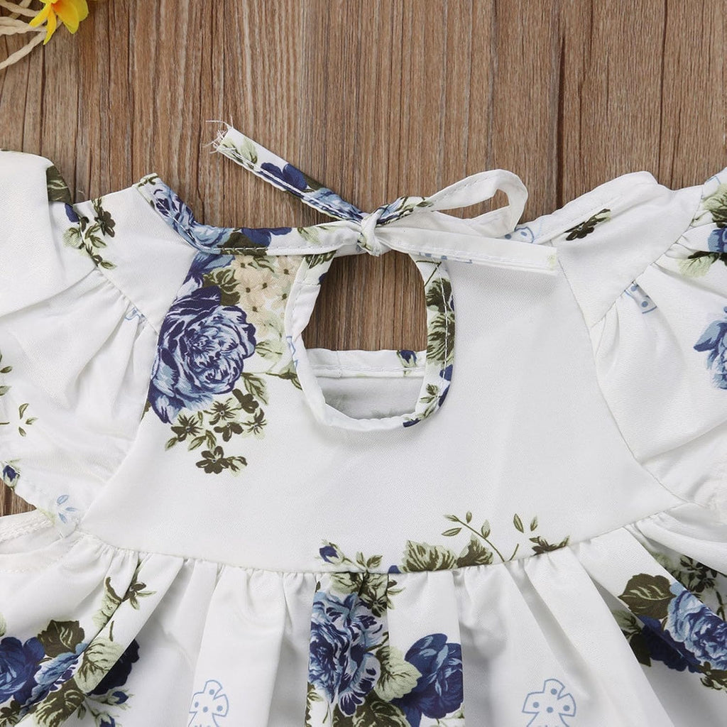 Newborn Baby Girl Floral Summer Clothes Outfit Infant Ruffle Sleeveless Peplum Shirt Top Bloomer Shorts Set