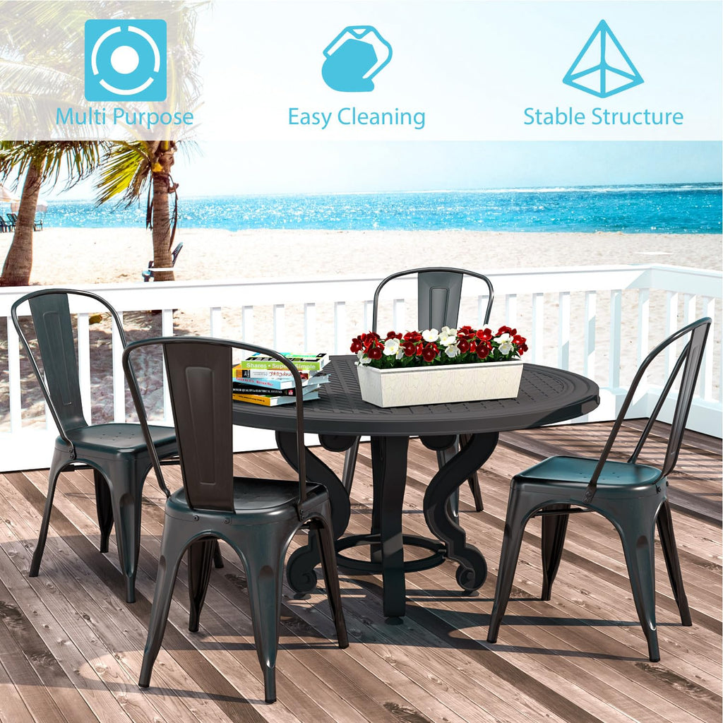 Metal Patio Chairs-Outdoor Chairs Set of 4, Dining Kitchen Metal Chairs, Height Restaurant Stackable Chair Side Bar