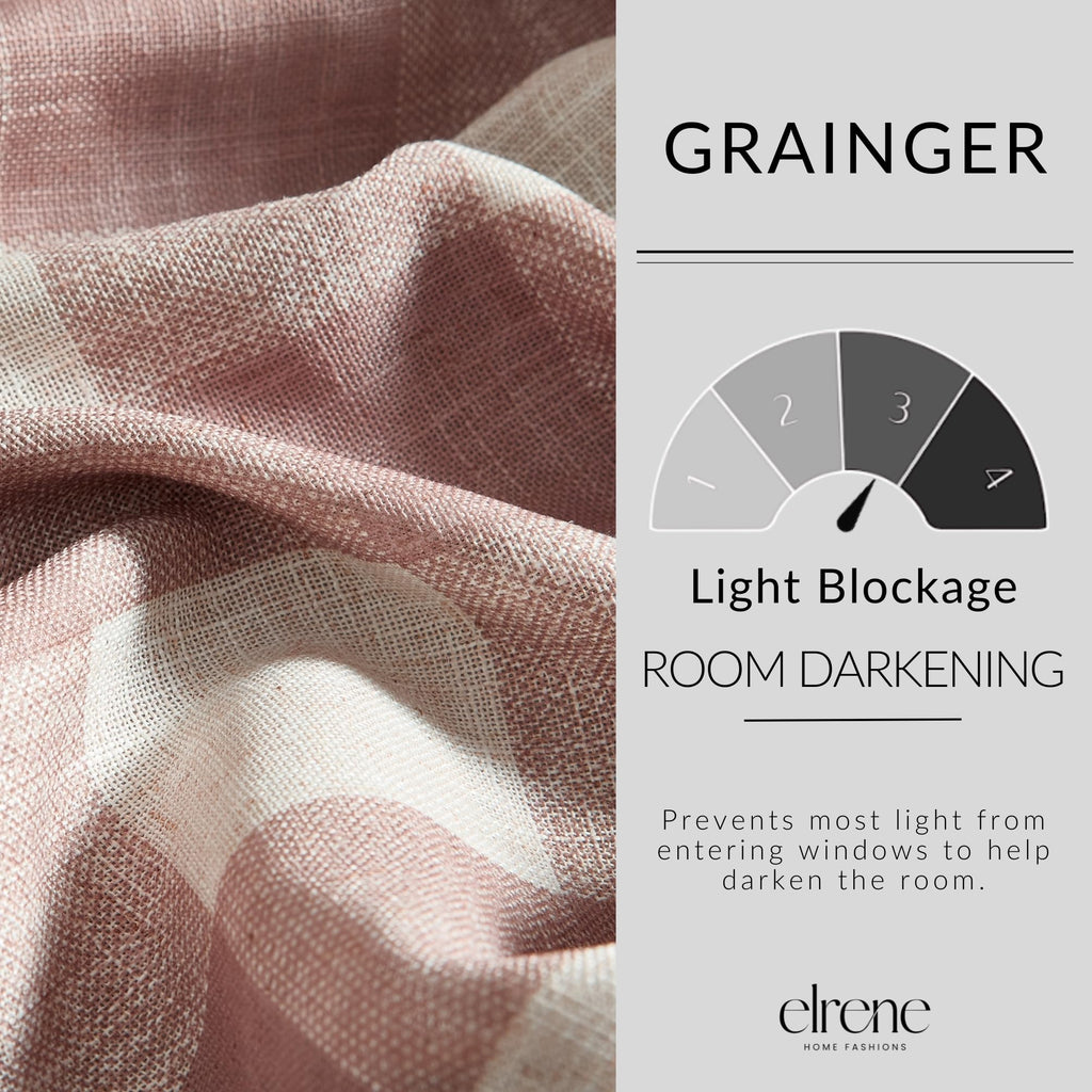 Grainger Buffalo Check Blackout Window Curtain, Red - 52" W x 84" L