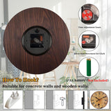 Rustic Large Wall Clock Silent Battery Operated for Farmhouse Livingroom,24 Inch Vintage Wall Clock Non-Ticking for