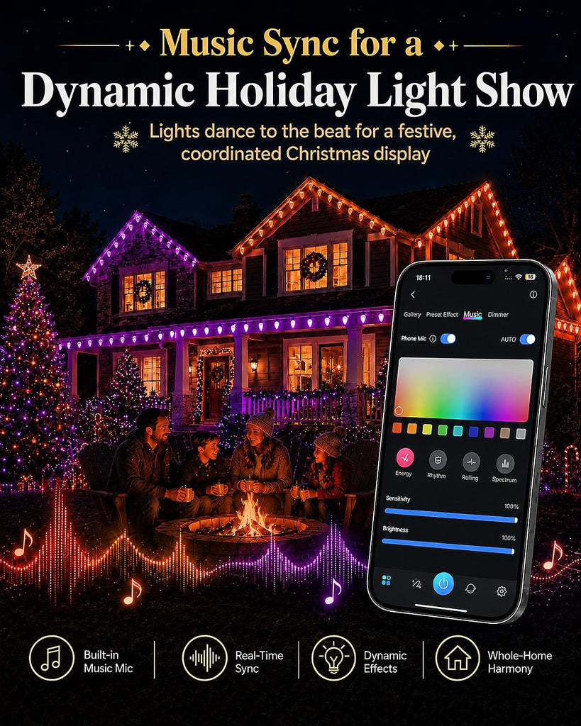 118FT 150 LED Smart C9 Christmas Lights Outdoor, RGB, App Controlled